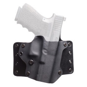 BlackPoint Tactical Leather Wing Right Hand OWB Holster Fits Glock 17 and is made of leather and kydex material